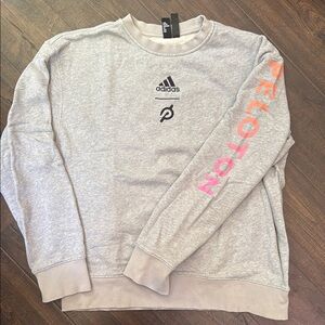 Adidas Gray Crewneck Sweater with Pink Peloton Logo